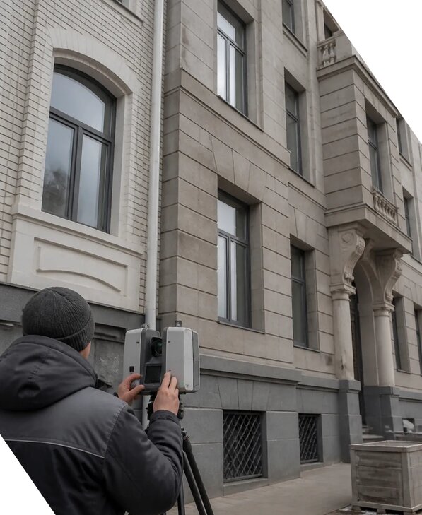 Лазерное сканирование фасадов зданий для обследования в Алексине